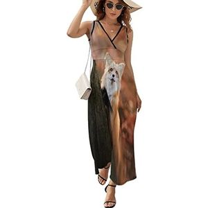 Red Fox Want to Climb Tree Dames Lange Jurk Mouwloze Maxi Jurk Zonnejurk Strand Party Jurken Avondjurken S