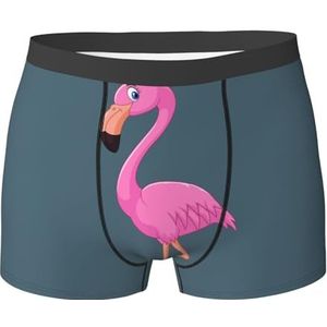 ZJYAGZX Cartoon Flamingo Print Heren Zachte Boxer Slips Shorts Viscose Trunk Pack Vochtafvoerende Heren Ondergoed, Zwart, M