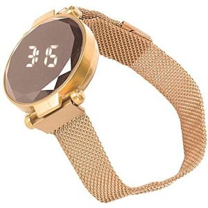 Led-horloge voor Dames, Led-digitale Prachtige Glans, Vouwsluiting, Rond Led-horloge van Glaslegering voor Volwassenen (Rosé goud)