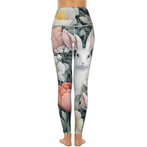 Konijntjes Pasen Bloemen Vrouwen Hoge Taille Yoga Broek met Zakken Workout Running Leggings voor Vrouwen