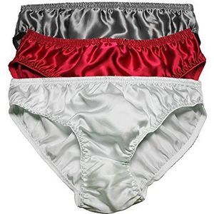 Lsharon Sexy herenslips van 100% moerbeizijde, herenondergoed, onderbroeken voor mannen, verpakking van 3 stuks, A03., L