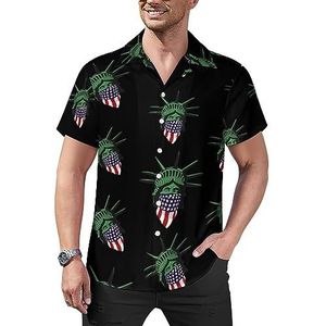 Statue of Liberty USA herenoverhemden Hawaiiaanse korte mouwen Cubaanse kraag grafische T-shirts tops S