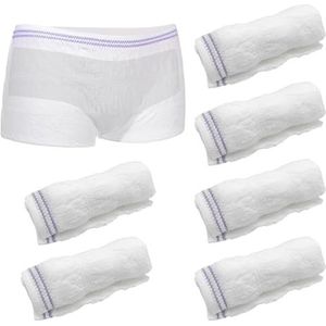 UILYNIU 6 stuks wasbare broekjes, postpartumslipjes, elastisch en ademend, wegwerp-broek, hoge snit, voor reizen, na de geboorte, hotels (wit), Wit, Eén maat