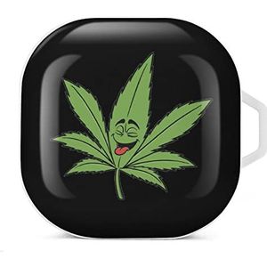 Pot Leaves Weed Earbuds Case Compatibel met Samsung Hard Shell Beschermhoes Wit-Stijl