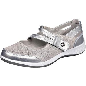 Dames Mary Jane sandalen platte pumps EEE brede pasvorm comfortabele bar schoenen UK maat 3-9, Zilver, 36 EU