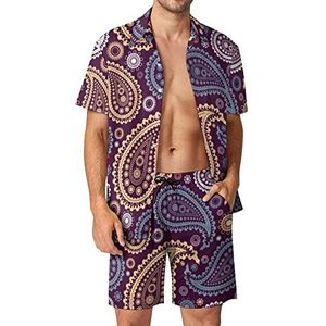 Vintage Paisley Hawaiiaanse Sets voor Mannen Button Down Korte Mouw Trainingspak Strand Outfits L