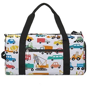 Cartoon Cars Collectie Reizen Plunjezak Sport Gym Handtas Waterdichte Carryon Gymbag Met Schoenen Compartiment