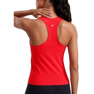 CRZ YOGA Naadloze, ademende dames-sporttanktops met racerback, hoge hals en mouwloze hardloopshirts Diep rood S