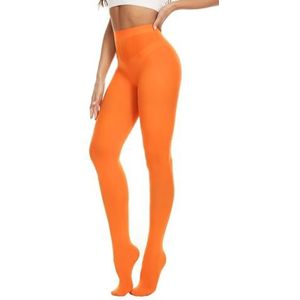 CozyWow Damespanty, elastisch, semi-ondoorzichtige panty in 25 kleuren, 80 denier, oranje, L-XL