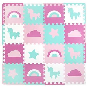Tadpoles Zachte EVA Foam 16st Speelmat Set, Eenhoorns en Regenbogen, Roze, 50""x50