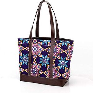 Laptop Tote tas met Mandala Paisley Design Print, Draagtas Casual Canvas Business Werk Tote Tas Aktetas voor Computer School Office