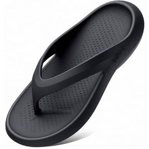 fengqingyunyan0304 Slide, comfortabele teenslippers met dikke zool voor heren, ademende zomersandalen voor buiten, voor heren, Zwart, 43 EU