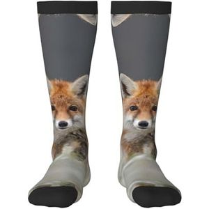 Leuke vos volwassen grappige 3d sokken crew sokken nieuwigheid sokken gag geschenken, zachte gezellige sokken., 2 Zwart-1, Eén Maat