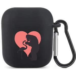 Bigfoot en flamingo vriendschap schattig hoesje voor AirPods 2 & 1 schokbestendige beschermende hoofdtelefoon hoesjes cover met sleutelhanger voor mannen vrouwen