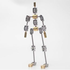 Stop-motion armatuur kits, StopMotion-armatuurset, met vastzetsysteem, NotReady geleed humanoïde skelet for StopMotion-project, 26 cm hoog