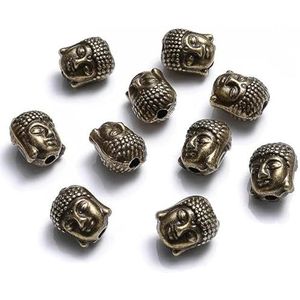 10 stuks 9x11mm mix Boeddha hoofd metalen kralen bedels yoga spacer kralen voor het maken van kralen armband DIY ambachtelijke sleutelhanger sieraden bevindingen-brons