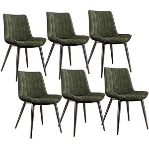 GEIRONV Moderne PU lederen eetkamerstoelen set van 6, for kantoor lounge keuken slaapkamer stoelen stevige metalen poten make-up stoel Eetstoelen (Color : Green, Size : Golden legs)