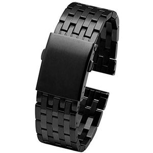ZZDH Horlogebandje 22mm 24mm 26mm 28mm 30mm roestvrij horlogeband Mannen metalen stevige polsband armband Geschikt voor Mannen en Vrouwen ( Color : B Black , Size : 26mm )