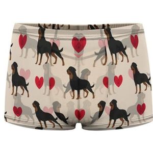 Rottweiler Boxershorts voor heren, met harten, sexy shorts, mesh boxers, ondergoed, ademende onderbroek, string