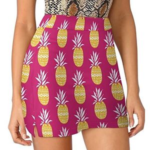 Golden Pineapple Dames Skorts Hoge Taille Tennisrok Gelaagde Korte Mini Rok Culottes Skorts Met Zakken M