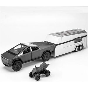 1:32 Tesla Pickup Model Auto Simulatie Metal Diecast Truck Trailer RV Limousine Geluid Licht Collectie Speelgoed voor Jongens Geschenken (Color : Black)