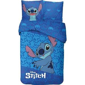Disney - Lilo & Stitch - Dekbedovertrek - Blauw - 140x200 Cm - Eenpersoons - 100% Katoen.
