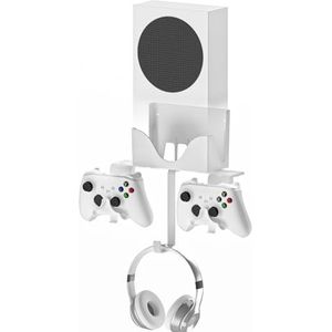 4 in 1 XBOX Series S Muurbeugel Stand Bundle Set Dual Controller Houder & Hoofdtelefoon Hanger Warmtedissipatie, Wordt geleverd met Spirit Level Non-Slip Mat Kabel Opladen Notch Eenvoudige Installatie