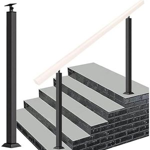 Trapbalusters palen, leuningen leuningen kolom met rechthoekige basis, in hoogte verstelbare 270 ° hoek trap leuning reling, smeedijzeren leuning paal 1 kit (maat: 85 cm)