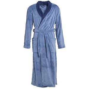 CelinaTex Nevada Badjas, dames heren XL medium blauw donkerblauw microvezel saunamantel coral fleece ochtendjas