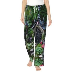 XTYGETY Gothic Fairy Garden04 Print Vrouwen Flanellen Pyjama Bottoms Womens Pyjama Pj Broek Lounge Slaap Broek Met Zakken, Zwart, S