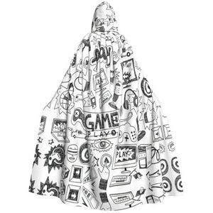 Bxzpzplj Videogame jongens mantel met capuchon voor mannen en vrouwen, volledige lengte Halloween maskerade cape kostuum, 185 cm
