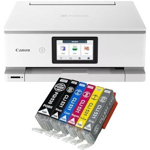 IC-Office TS8751 multifunctionele inkjetprinter 3-in-1 (printen, kopiëren, scannen, SD-kaart, duplex, WLAN, AirPrint) wit + 6 XXL inktpatronen