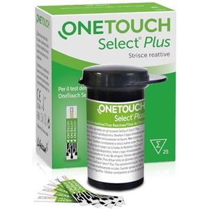 OneTouch Select® Plus bloedsuikerteststrips voor 25 bloedsuikerteststrips voor zelfbewaking van de bloedsuikerspiegel I 1 verpakking met 25 teststrips