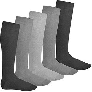 Footstar Everyday! kniekousen voor dames en heren, kniekousen (5 paar), klassieke kousen van katoen, Classic Grey, 39-42 EU