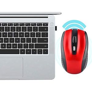 USB Draadloze Optische Muis, Ergonomische Optische Positioneringsmuis, 6D Ultradunne 2.4G 1200 DPI voor Laptop, Computer, Gaming, Tot 10 Meter Regelafstand (Rood)