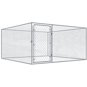 VDXL Hondenkennel voor buiten 2x2x1 m gegalvaniseerd staal - Zilver