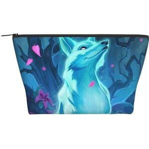 WSHFFILO Magische Blauwe Vos Gedrukte Dagelijkse Opbergtas Make-uptas Reizen Toiletry Zak, Zwart, Eén maat