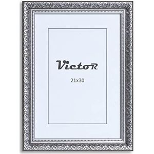 Victor Vintage Fotolijst “Rubens” in 21x30 cm (A4) Zwart Zilver - Staaf: 30x20mm - Echt Glas - Fotolijst Barok - Antiek - Fotolijst 20x30 Vintage - Fotolijst A4 Zwart