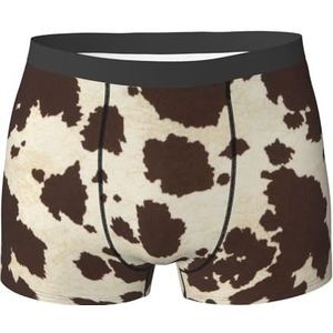ZJYAGZX Bruine koeienvlekken print boxershorts voor heren - comfortabele ondergoedbroek, ademend vochtafvoerend, Zwart, L
