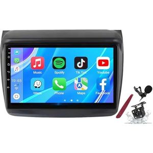 Android 14 Autoradio Stereo voor M-itsubishi Pajero Sport 2/L200 Triton (2008-2016) 9-inch Touchscreen Multimedia Speler met Draadloze Carplay GPS Navigatie FM RDS Bluetooth 5G-WiFi SWC DSP,M120s