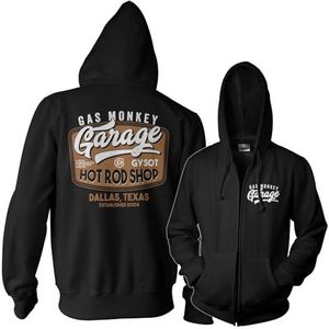 Gas Monkey Garage Officieel gelicenseerd Gas Monkey Garage Rusty Hot Rod Ritssluiting (Zwart), Large