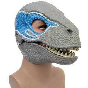Beluapi Opvallend dinosaurus masker, dino masker met bewegende kaak decoratie. Latex verkleed hoofddeksel met opening en bewegende kaak. Cosplay party, verjaardag, Halloween, Kerstmis. Masker voor kinderen en volwassen, Blauw, M