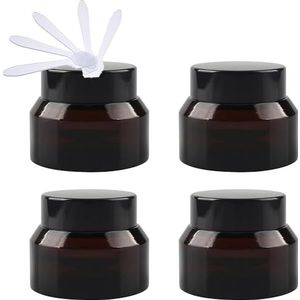 SDGBCXD, 4-pack 50 ml lege groene glazen cosmetische potten, gezichtscrème opslagcontainers potten met zwart deksel en binnenvoeringen DIY ，Cosmetische potten