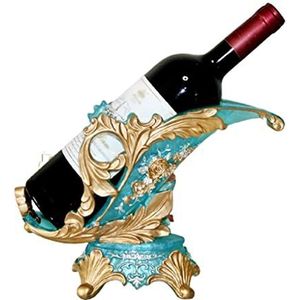 Wijnrek Flessenrek Europese hars wijnrek rode wijn houder woonkamer luxe wijnkast decoraties wijn plank thuis wijn flesrek Wijnrekken Kasten (Color : Light blue)