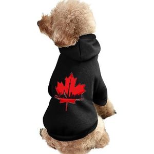 Canada Maple Leaf Skyline Gedrukt Pet Hoodie Sweatshirt Warme Puppy Pullover Winter Jas voor Kleine Medium Grote Honden Katten