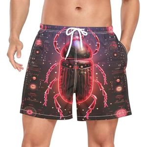 Niigeu Digitale Horoscoop Roze Insect Heren Zwembroek Shorts Sneldrogend met Zakken, Leuke mode, M