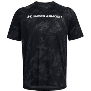 Under Armour Tech ABC Camo 001 trainingsshirt voor heren, korte mouwen, zwart/wit