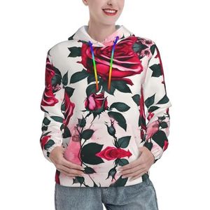 MDATT Bloeiende roos bloemen dames kerst hoodie, stijlvolle casual hoodie, sweatshirt met capuchon voor vrouwen tops met lange mouwen, Zwart, S