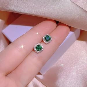 Klassieke driedelige sieradenset voor dames Emerald Ring Fashion groene zirkoon Ring Earring ketting 925 sieradenset