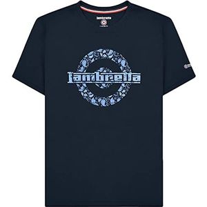 Lambretta Heren Paisley Logo Ronde Hals Korte Mouw Retro T-shirt Tee Top, marineblauw, L